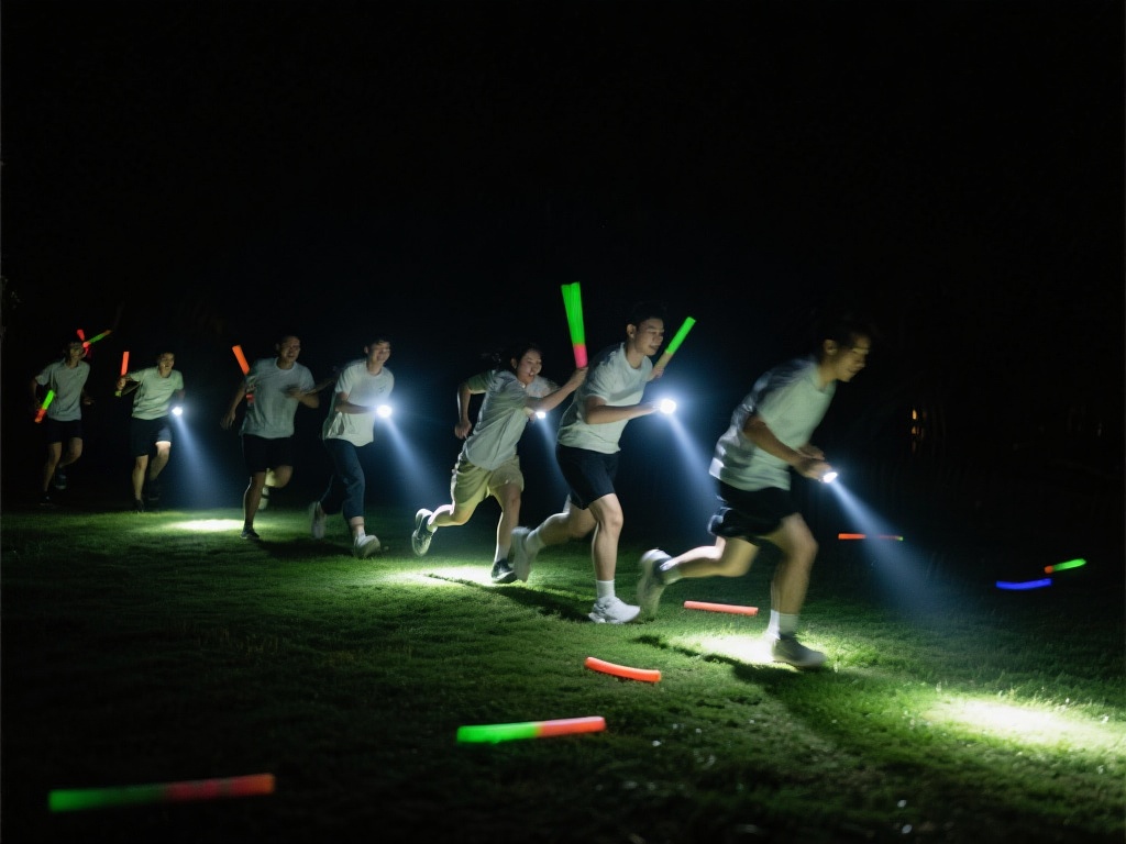 户外体育游戏星空,点燃夜晚的激情与活力 (户外体育游戏星空,点燃夜晚激情与无限活力之火) 夜间团队接力赛:利用手电筒或荧光棒作为指引,团队成